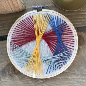 Hand embroidery geometric hoop art decor